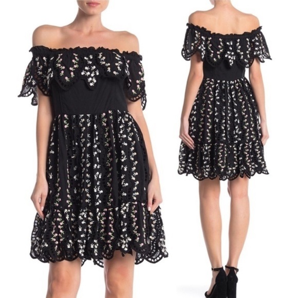 Love Sam black avaembroidered dress sz xs $425